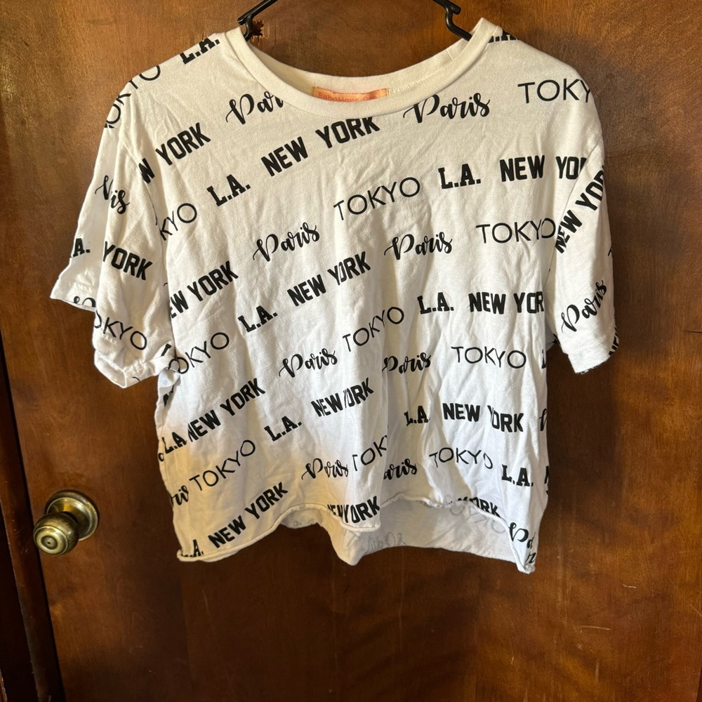 Rebellious one black-and-white crop top. Size extra large.